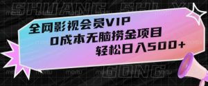 全网影视会员VIP，很老却常青的0成本无脑捞金项目，轻松日入500+【揭秘】-董叔项目网