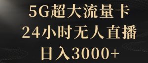 5G超大流量卡，24小时无人直播，日入3000+【揭秘】-董叔项目网