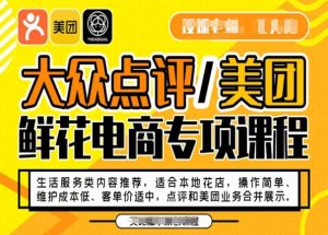 大众点评/美团鲜花电商专项课程，操作简单、维护成本低、客单价适中，点评和美团业务合并展示-董叔项目网
