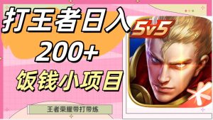 打王者日入200+，饭钱小项目，王者荣耀带打带练-董叔项目网
