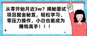从零开始月近3w？揭秘面试项目掘金秘笈，轻松学习、零压力操作，小白也能成为赚钱高手-董叔项目网