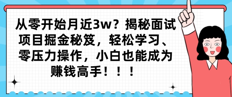 从零开始月近3w？揭秘面试项目掘金秘笈，轻松学习、零压力操作，小白也能成为赚钱高手-董叔项目网