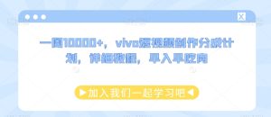 一周10000+,vivo短视频创作分成计划,详细教程,早入早吃肉-董叔项目网