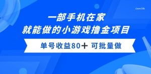 一部手机,在家就能做的小游戏撸金项目,单号收益80+-董叔项目网