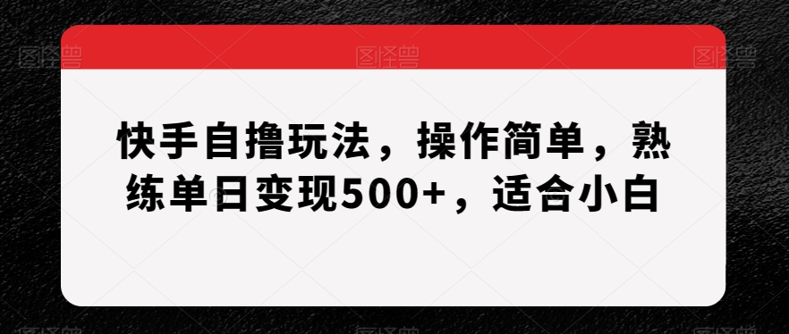 快手自撸玩法，操作简单，熟练单日变现500+，适合小白【揭秘】-董叔项目网
