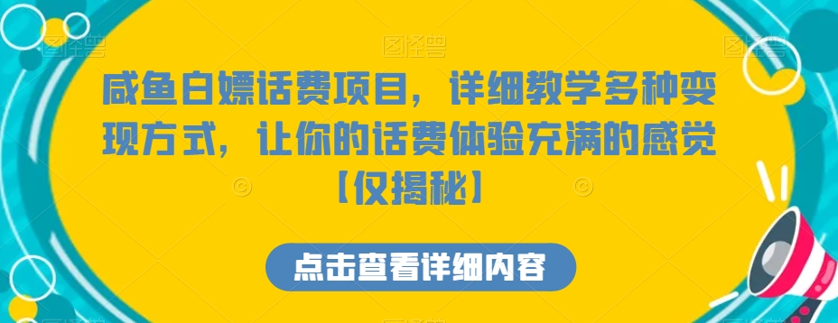 咸鱼白嫖话费项目，详细教学多种变现方式，让你的话费体验充满的感觉【仅揭秘】-董叔项目网