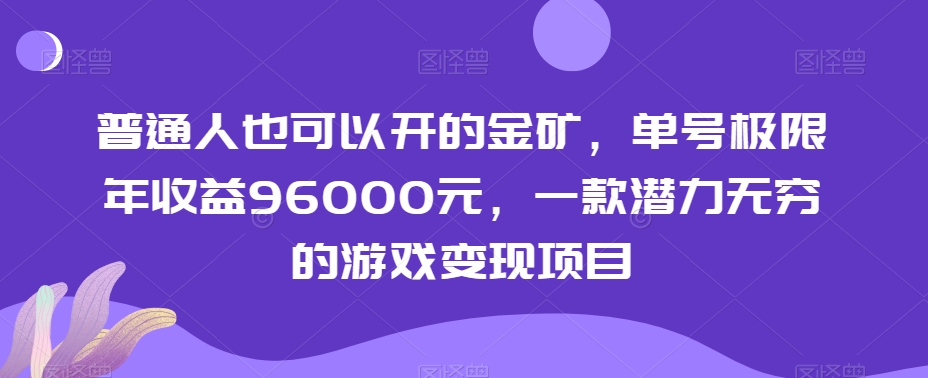 普通人也可以开的金矿，单号极限年收益96000元，一款潜力无穷的游戏变现项目【揭秘】-董叔项目网