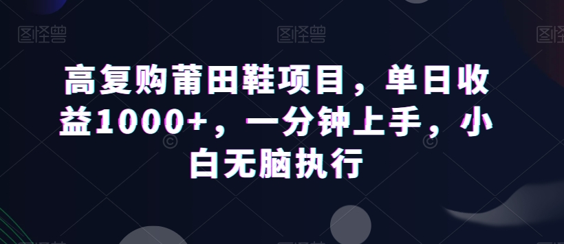 高复购莆田鞋项目，单日收益1000+，一分钟上手，小白无脑执行-董叔项目网
