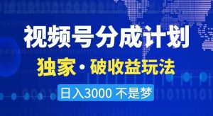 视频号分成计划，独家·破收益玩法，日入3000不是梦【揭秘】-董叔项目网