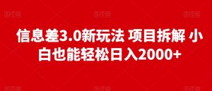 信息差3.0新玩法项目拆解小白也能轻松日入2000+-董叔项目网