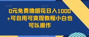0元免费撸烟花日入1000+可自用可变现教程小白也可以操作,永久免费更新链接-董叔项目网