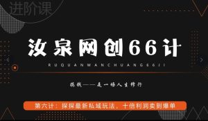 汝泉网创66计之第6计：探探最新私域玩法，十倍利润卖到爆单-董叔项目网