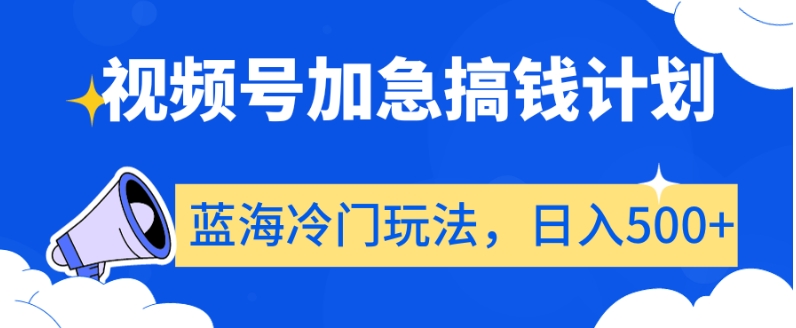 视频号加急搞钱计划，蓝海冷门玩法，日入500+【揭秘】-董叔项目网