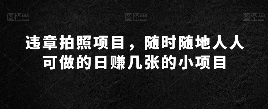 违章拍照项目，随时随地人人可做的日赚几张的小项目-董叔项目网