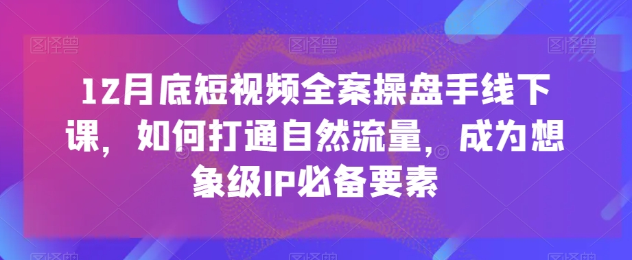 12月底短视频全案操盘手线下课，如何打通自然流量，成为想象级IP必备要素-董叔项目网