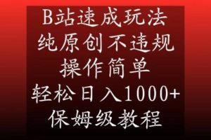B站速成玩法，纯原创不违规，操作简单，轻松日入1000+，保姆级教程【揭秘】-董叔项目网
