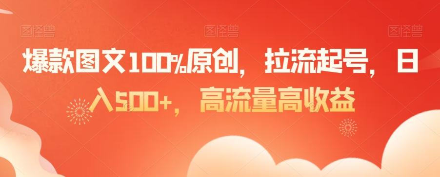 爆款图文100%原创，拉流起号，日入500+，高流量高收益【揭秘】-董叔项目网