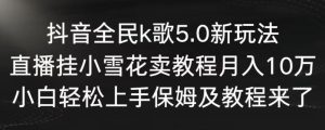 抖音全民k歌5.0新玩法，直播挂小雪花卖教程月入10万，小白轻松上手，保姆及教程来了【揭秘】-董叔项目网