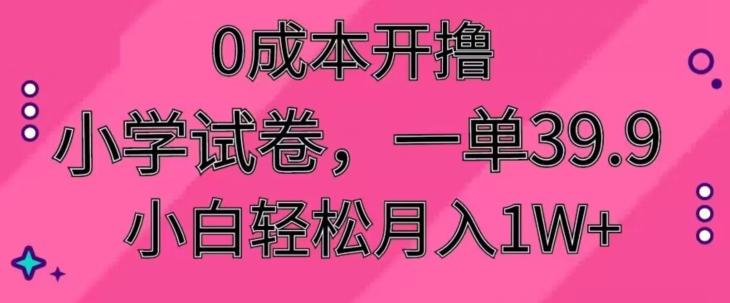 0成本开撸，小学试卷，一单39.9，小白轻松月入1W+-董叔项目网