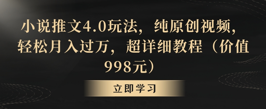 小说推文4.0玩法，纯原创视频，轻松月入过万，超详细教程(价值998元)【揭秘】-董叔项目网
