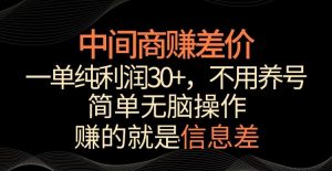 中间商赚差价，一单纯利润30+，简单无脑操作，赚的就是信息差，轻轻松松日入1000+【揭秘】-董叔项目网