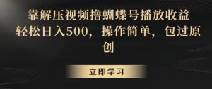靠解压视频撸蝴蝶号播放收益,轻松日入500,操作简单,包过原创【揭秘】-董叔项目网
