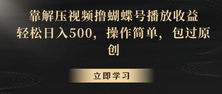 靠解压视频撸蝴蝶号播放收益，轻松日入500，操作简单，包过原创【揭秘】-董叔项目网