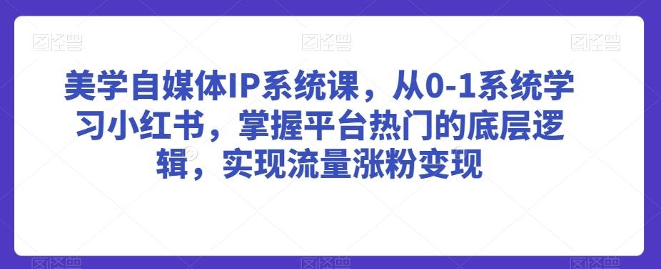 美学自媒体IP系统课，从0-1系统学习小红书，掌握平台热门的底层逻辑，实现流量涨粉变现-董叔项目网