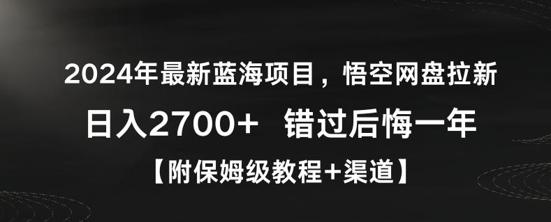 2024年最新蓝海项目，悟空网盘拉新，日入2700+错过后悔一年【附保姆级教程+渠道】【揭秘】-董叔项目网