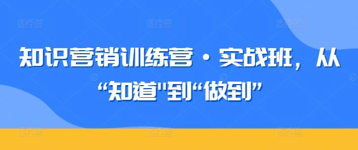 知识营销训练营·实战班，从“知道-董叔项目网