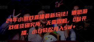 24年小游戏直播最新玩法!微恐游戏怪谈研究所,无需露脸,0粉开播,小白轻松月入5W+【揭秘】-董叔项目网