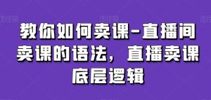 教你如何卖课-直播间卖课的语法，直播卖课底层逻辑-董叔项目网