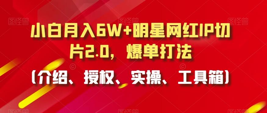 小白月入6W+明星网红IP切片2.0，爆单打法(介绍、授权、实操、工具箱)【揭秘】-董叔项目网