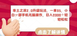 率土之滨2.0升级玩法，一单35，小白一部手机无脑操作，日入2000＋轻轻松松【揭秘】-董叔项目网