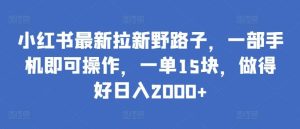 小红书最新拉新野路子,一部手机即可操作,一单15块,做得好日入2000+【揭秘】-董叔项目网