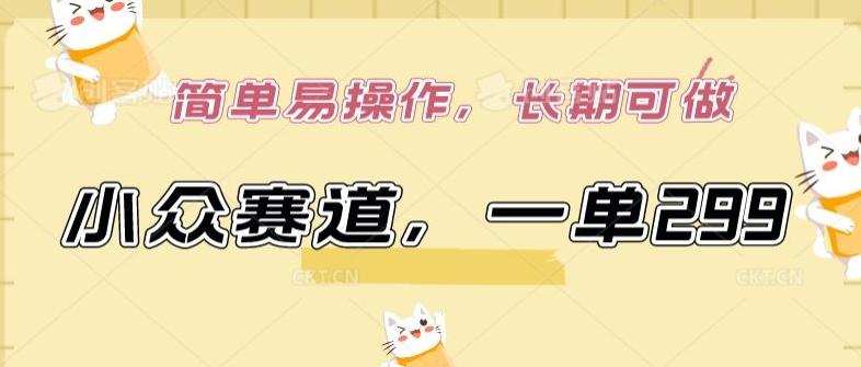 小众赛道，一单299.简单易操作，长期可做【揭秘】-董叔项目网