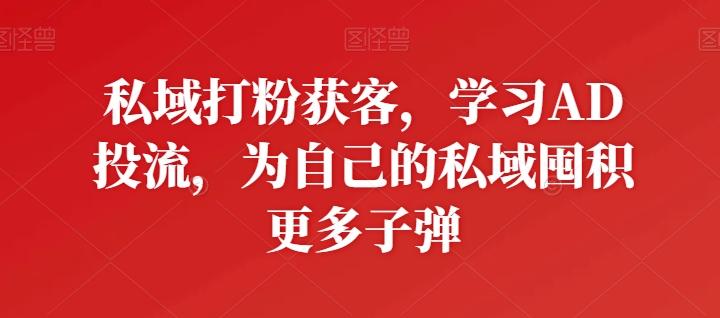 私域打粉获客，学习AD投流，为自己的私域囤积更多子弹-董叔项目网