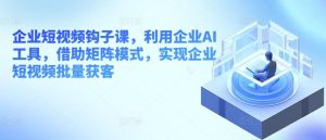 企业短视频钩子课，利用企业AI工具，借助矩阵模式，实现企业短视频批量获客-董叔项目网