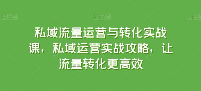 私域流量运营与转化实战课,私域运营实战攻略,让流量转化更高效