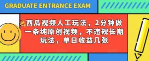 西瓜视频写字玩法，2分钟做一条纯原创视频，不违规长期玩法，单日收益几张-董叔项目网