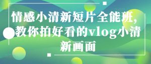 情感小清新短片全能班，教你拍好看的vlog小清新画面-董叔项目网