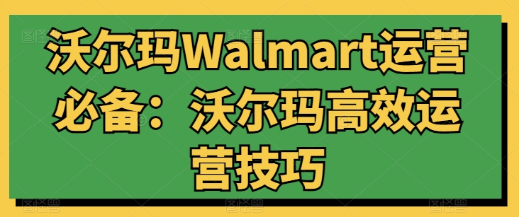 沃尔玛Walmart运营必备：沃尔玛高效运营技巧-董叔项目网