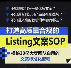 打造高质量合规的Listing文案SOP，掌握亚马逊文案工作的标准化-董叔项目网