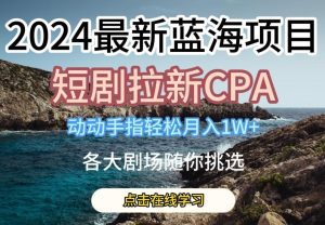 2024最新蓝海项日，短剧拉新CPA，动动手指轻松月入1W，全各大剧场随你挑选【揭秘】-董叔项目网