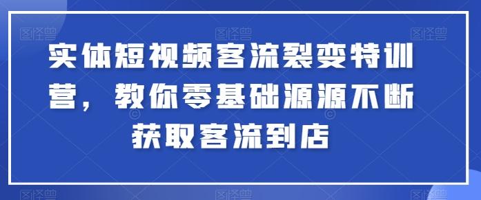 实体短视频客流裂变特训营，教你零基础源源不断获取客流到店-董叔项目网