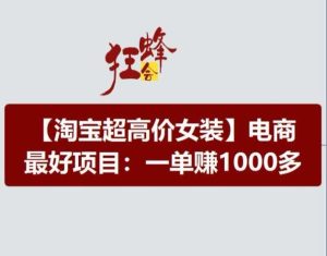 淘宝超高价女装项目，电商最好赛道，一单赚1000多-董叔项目网