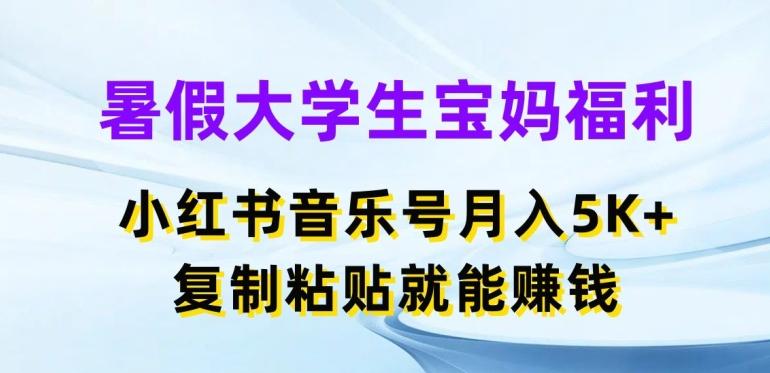 暑假大学生宝妈福利，小红书音乐号月入5000+，复制粘贴就能赚钱【揭秘】-董叔项目网