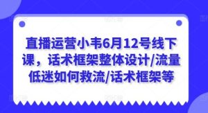 直播运营小韦6月12号线下课，话术框架整体设计/流量低迷如何救流/话术框架等-董叔项目网