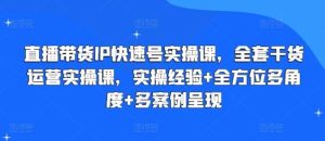 直播带货IP快速号实操课,全套干货运营实操课,实操经验+全方位多角度+多案例呈现-董叔项目网