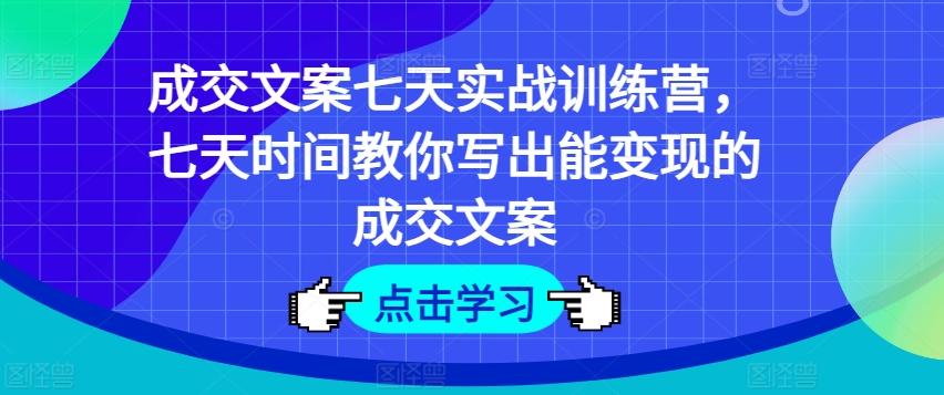 成交文案七天实战训练营，七天时间教你写出能变现的成交文案-董叔项目网